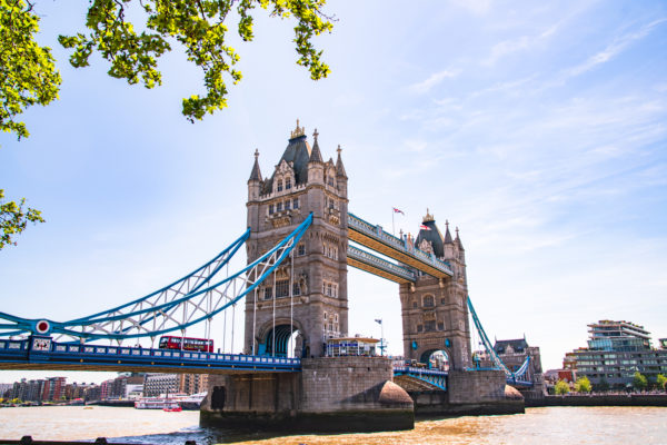Double-Decker Over Tower Bridge in London