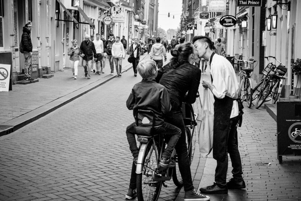The Takeout Kiss in Amsterdam (B&W)