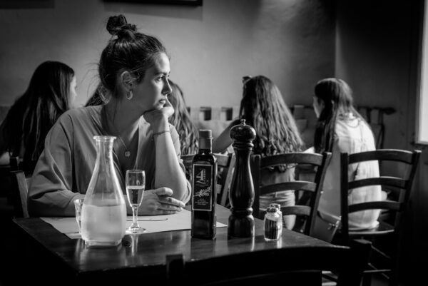 Dining by Myself in Florence (B&W)